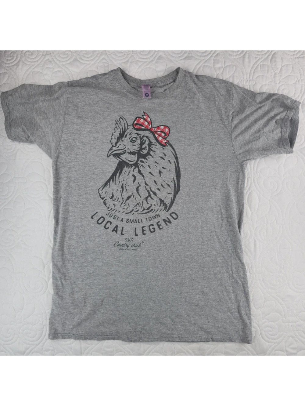 Simply Southern Country Chick Local Legend Chicken Graphic Tee Gray Women M
